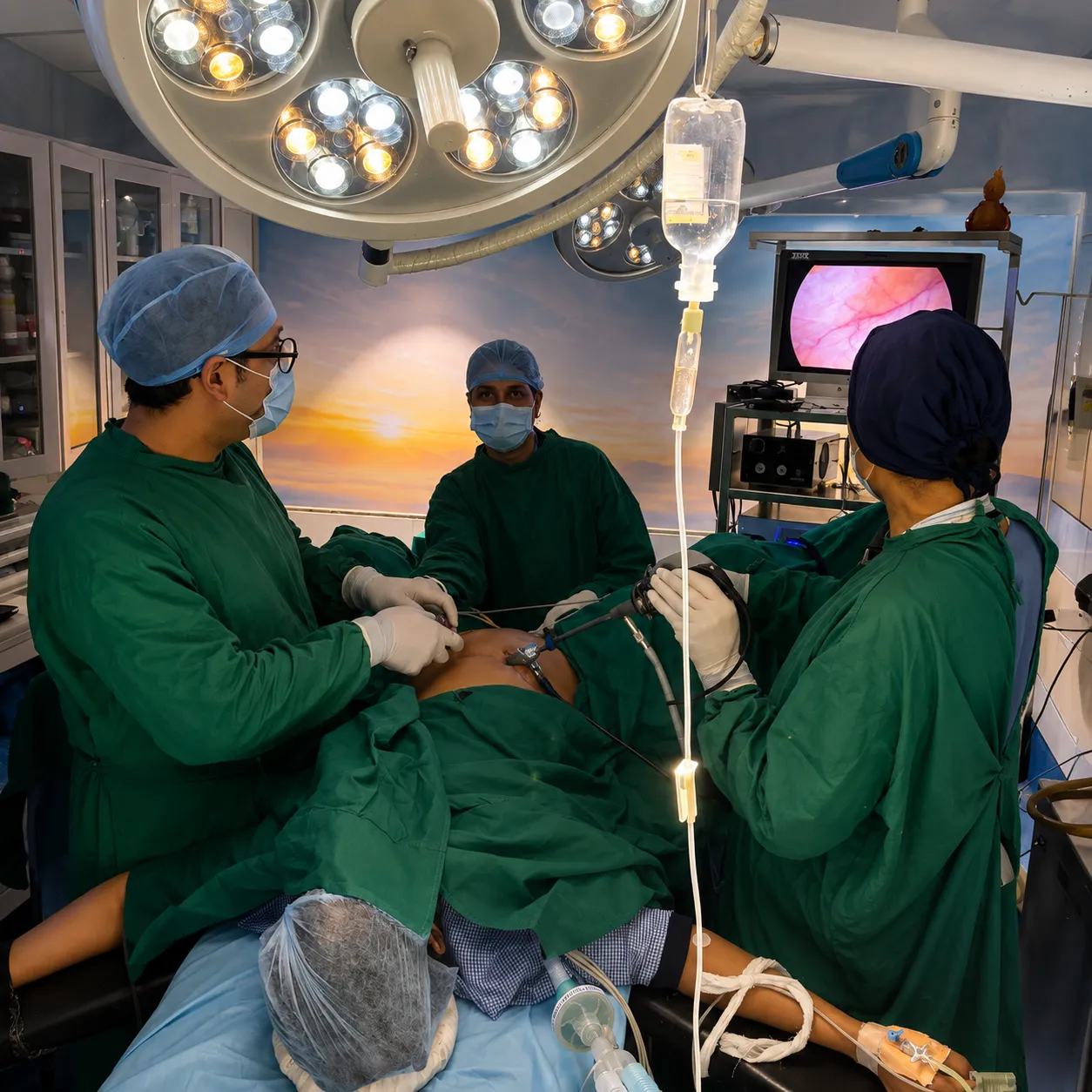 Dr ankesh and dr raju performing laporscopic surgery